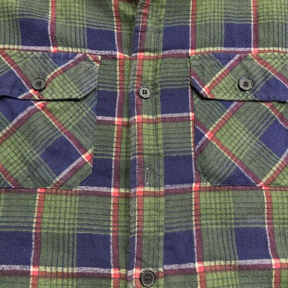 Lumber Jack Vintage 80s Quilt Lined Flannel Jacket Green Navy Men's Size XL - Picture 5 of 10